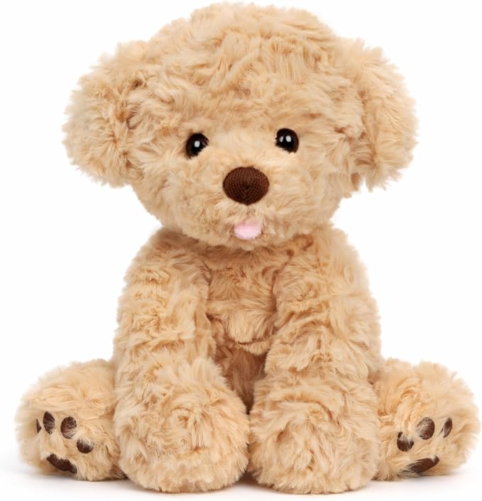 Hopearl Adorable Puppy Plush Toy Floppy Ultra Soft Dog Cute Stuffed Animal Golden Retriever Holiday Birthday Gift for for Boys Girls Kids Toddlers, Brown, 9''