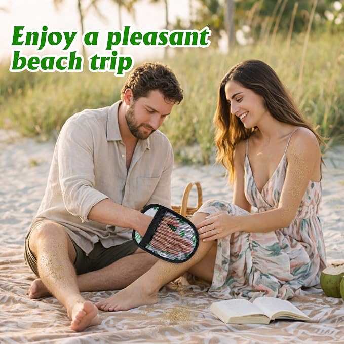 codree 2 Pcs Sand Wipe Off Mitts, Hawaii Theme Sand Remover for Beach, Beach Sand Remover Cleaner Mitts Bag, Beaches Travel Mitt for Outdoor Activities Volleyball Sandboxes