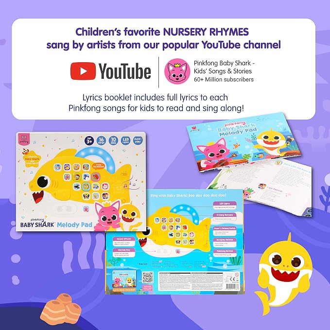 Baby Shark Melody Pad Sound Pad | Baby Shark Toys, Baby Shark Books | Learning & Education Toys | Interactive Baby Toys for Toddlers 1-3 | Gifts for Boys & Girls