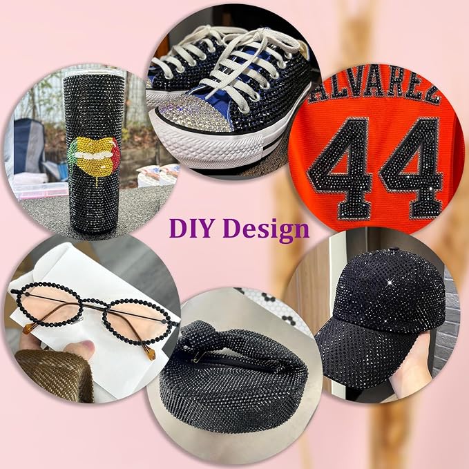 30000Pcs Resin Rhinestones for Bedazzling with Tweezers, Black Rhinestones for Crafting with 3Pcs 10ml B7000 Jewelry Glue for DIY Crafts Clothing Tumblers Shoes Fabric Nail Art