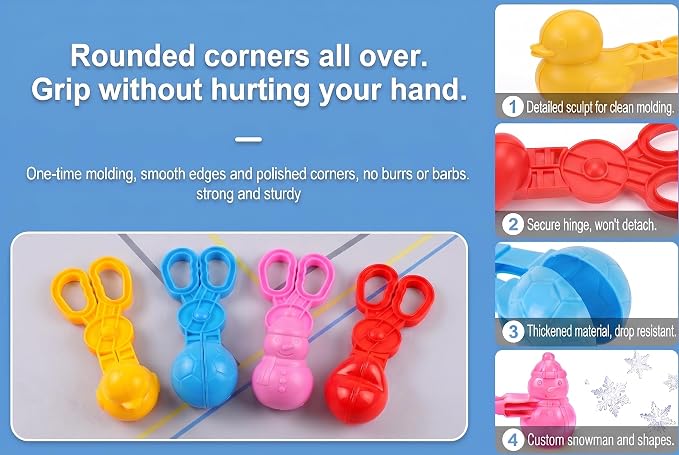 4 Pcs Sand Molds Maker, Beach Toys for Kids, Duck/Ball/Heart/Snowman Shapes, Sandbox Outdoor Play Sand Toys, Gifts(Red/Pink/Yellow/Blue)