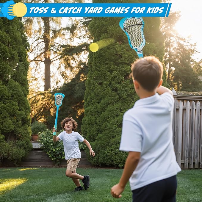 Foayex Adjustable Kids Lacrosse Stick, Outside Toys for Pool Beach Yard, Toddler Mini Water Lacrosse Set with Ball, Lacrosse Gifts for 3 4 5 6 7 8 Year Old Boys Girls, Outdoor Games for Kids Ages 4-8
