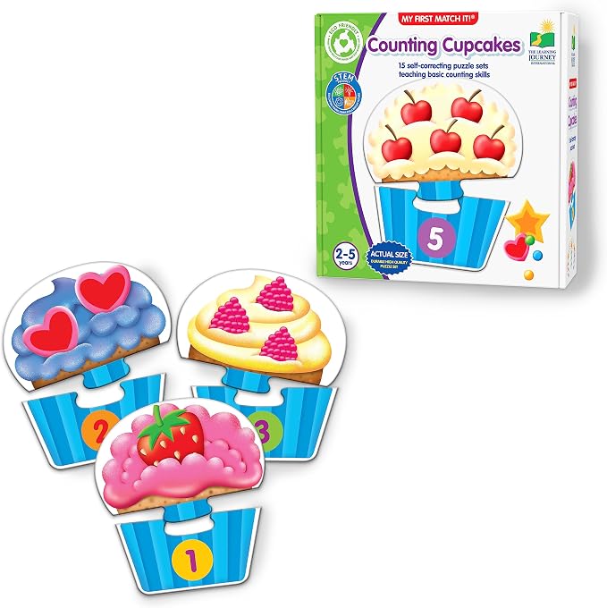 The Learning Journey: My First Match It - Counting Cupcakes- 15 Piece Self-Correcting Matching Puzzles - First Learning Toys for Toddlers 2-5 - Award Winning Toys