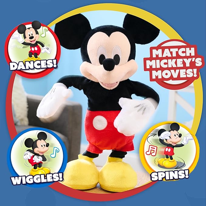 Disney Junior Mickey Mouse Hot Diggity Dance Mickey Feature Plush Stuffed Animal, Motion, Sounds, and Games, Kids Toys for Ages 3 Up by Just Play