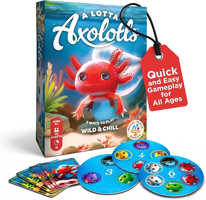 Messy Table Games A Lotta Axolotls Family Card Game | Party entertainment for kids and adults, easy-to-learn strategic play, tabletop fun set collection game