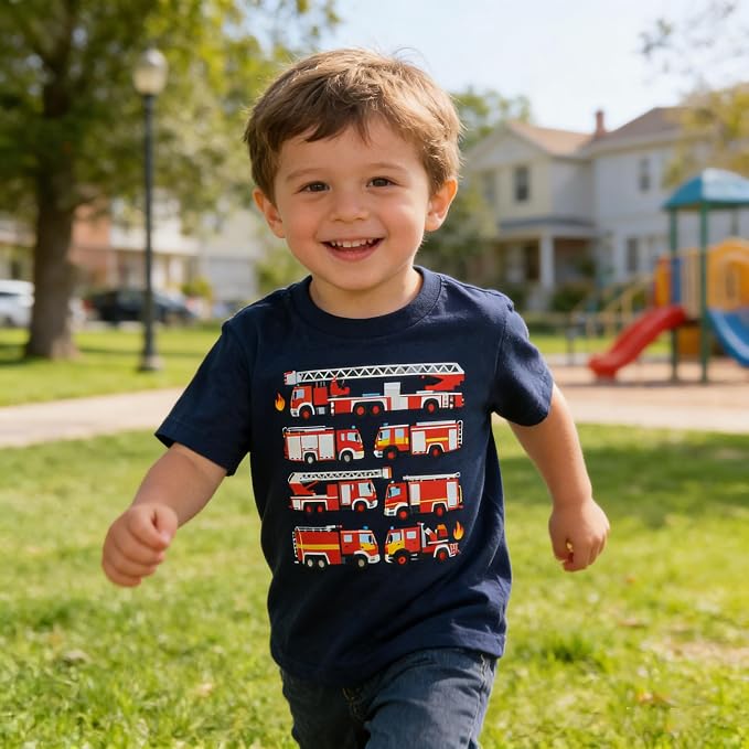 Funnycokid Toddler Boys Shirts Graphic T-Shirt Kids Short Sleeve Tees 2-7 Years