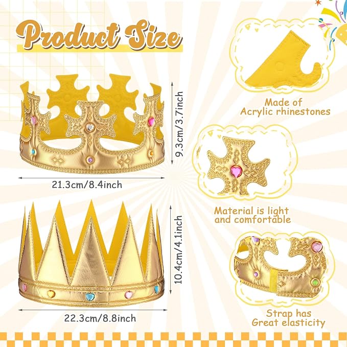 Yaomiao 22 pack DIY Crowns Set Include 12 Pcs Foam Princess Crowns and 10 Pcs Diamond Sticker for Kids