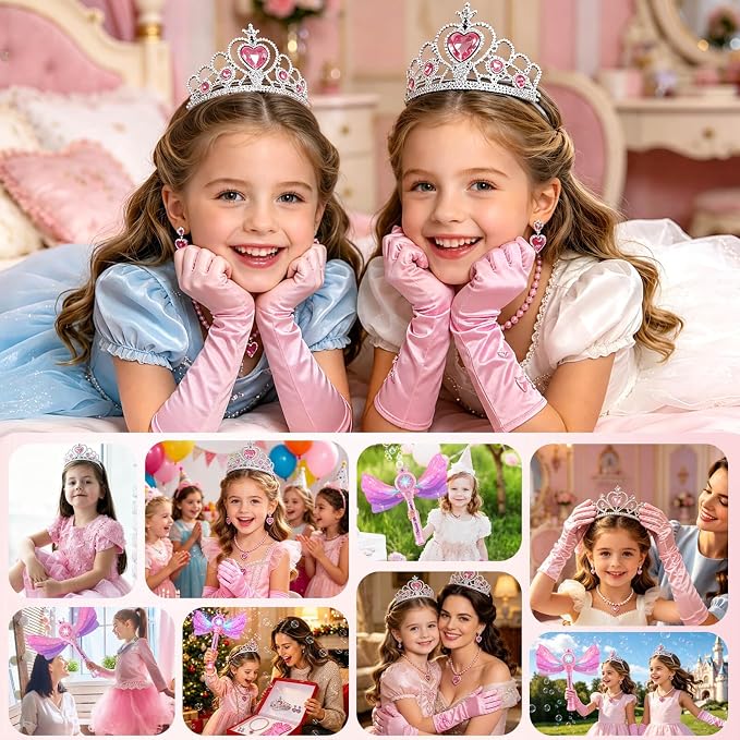 Gretex Bubble Wands for Kids Ages 3-5 Years Old: Girls Dress Up Toys Set Princess Light Up Bubble Wand, Musical Automatic Bubble Blower, Birthday Party Gift for Toddler Girls 3-8 Years Old