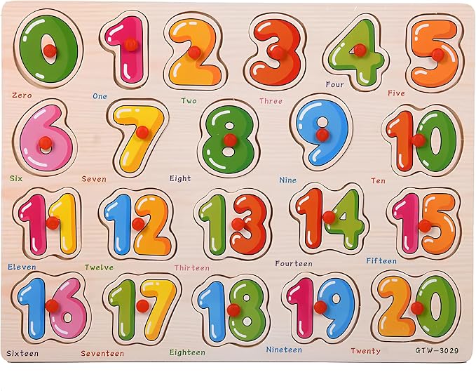 5-Pack | Alphabet, Numbers, Shapes, Vehicles & Fruits Wooden Puzzles for Toddlers 3-5 Years Old – ABC, 1-20, Shape, Vehicle & Fruit Learning Toy with Puzzle Board & Blocks, Educational Toy Gift