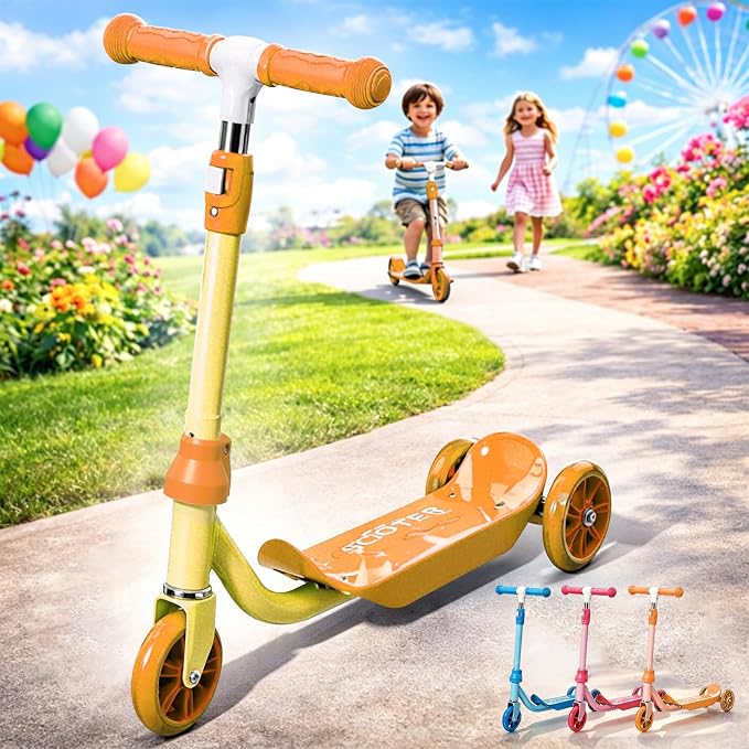 Kids Scooter Ages 3-7 - Three Wheel Preschool Toddler Kick Scooters,Safer Steering,Light Up Wheels, Adjustable Handlebar, Wide Anti-Slip Deck, Birthday for Boys Girls - Blue