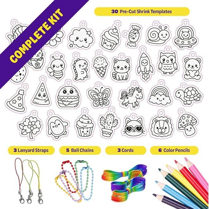 Shrinky Magic Craft Kit for Kids - Shrink Kit for Girls - Arts and Crafts for Kids Ages 4-8, 6-8, 8-12 - Craft Kits - 6 7 8 Year Old Girl Birthday Gifts - Toys for Girls 8-10 - Gift for Boys Ages 6+