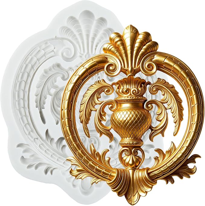 Baroque Polymer Clay Mold Baroque Curlicues Scroll Lace Relief Silicone Molds Flower Lace Filigree Mold for DIY Craft Epoxy Resin Casting Polymer Clay Tools Crafts Air Dry Jewelry Making