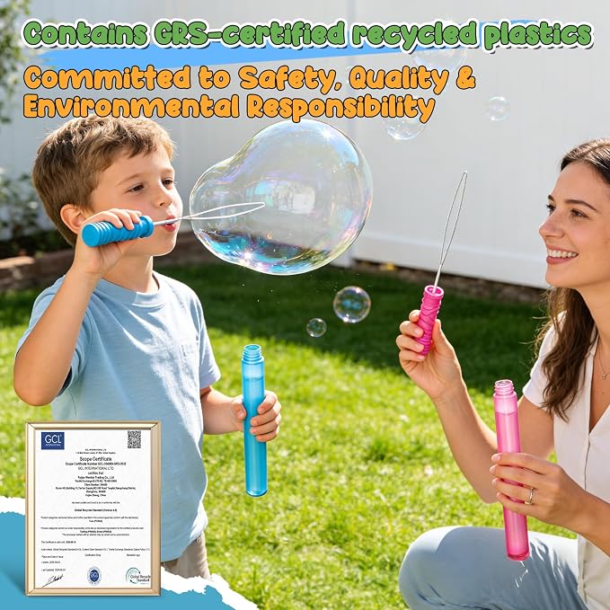 EagleStone 14.6" Giant Bubble Wands Bulk for Kids, 6 Pack Big Bubble Sticks with Refill Solution, Outdoor Summer Backyard Toddler Bubble Toys for Kids, Easter Basket Stuffers, Birthday Party Favors