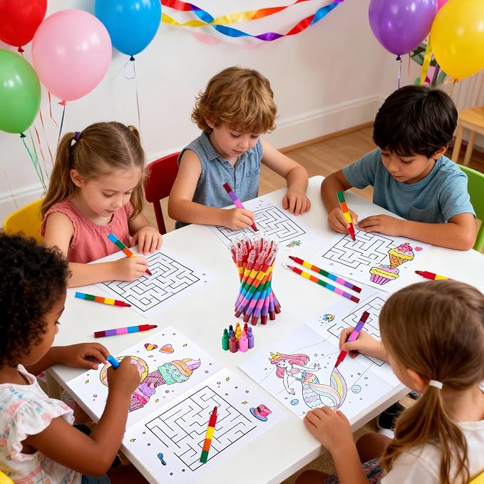 JOYIN 24-Pack Mini Coloring Books Crayons, Bulk Coloring Book Set, Party Favor for Kids 4-8, Birthday Goodie Bags, Classroom Gifts for Students