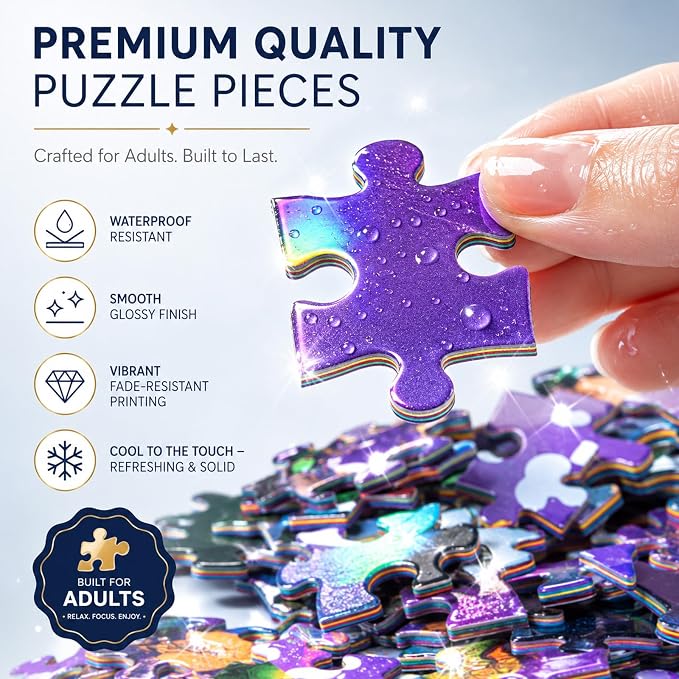 Laser Rainbow Reflection Unique Puzzles for Adults, Puzzle 1000 Pieces, Lucky Tiles & Cosmic Wilds Theme, Difficult Puzzles for Adults, Unique Gifts for Puzzle Lovers