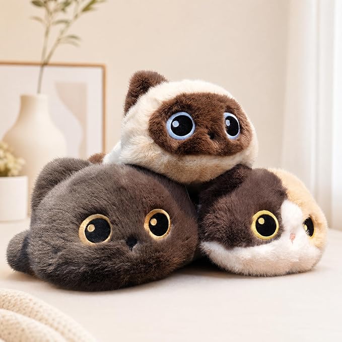 Weighted Cat Stuffed Animal, 20-Inch, 4 lbs Grey Cat Plush, Cuddly Soft Plushie Pillow Gift for Kids & Adults