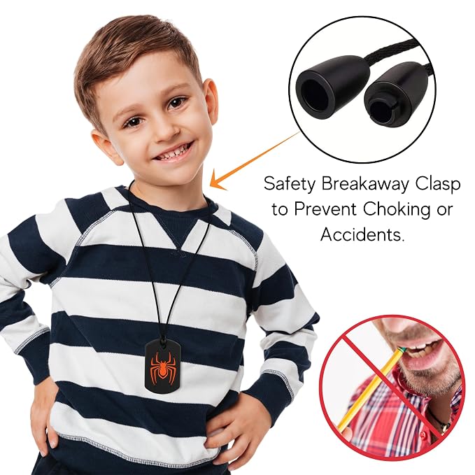 Chewy Necklaces for Sensory Kids, Silicone Chewable Necklace, 6 Pack Sensory Oral Motor Aids Teething Necklace for Chewers with Autism, ADHD, SPD, or Special Oral Motor Need