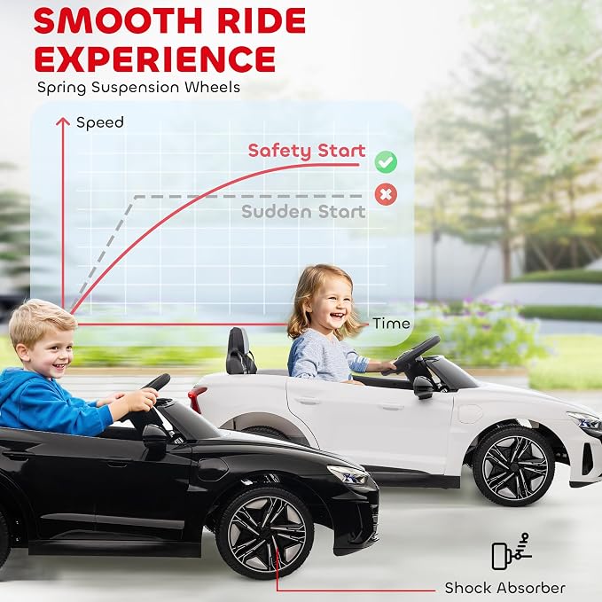 Aosom Licensed Audi RS e-tron GT 12V Ride On Car Truck for Kids, Electric Car Ride On Vehicle w/Parent Remote Control, Music, Lights, for Toddlers, White