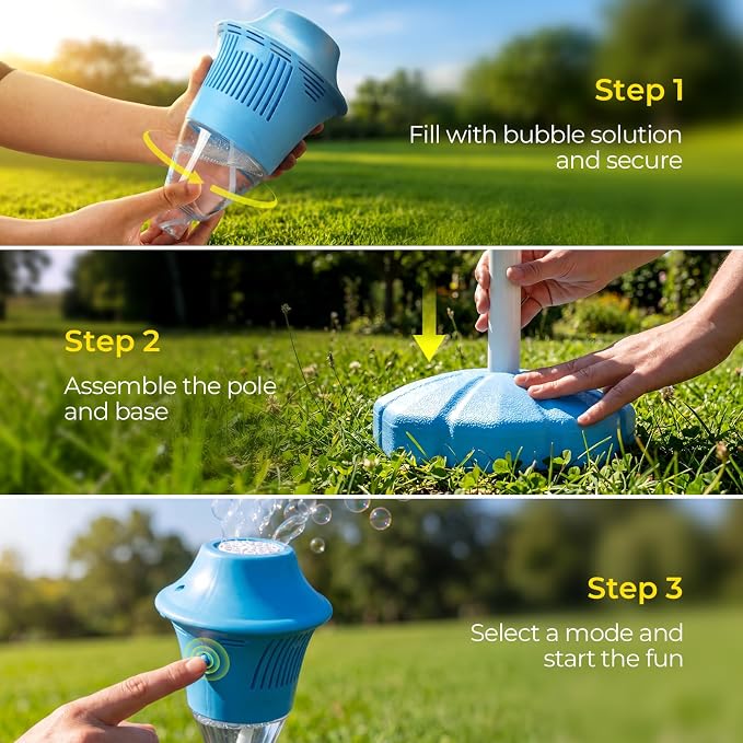 LusterAce Automatic Bubble Machine for Kids | Standing Bubble Torch with Light &Music for Outdoor Party Pool Backyard,47 Inches