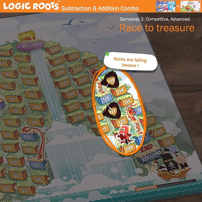 Addition and Subtraction Game - Fun Math Board Game for 6-8 Year Olds, Easy to Play Educational Game for Kids at Home, STEM Toy Gift for Girls & Boys (Cloud Hoppers + Moutain Raiders)