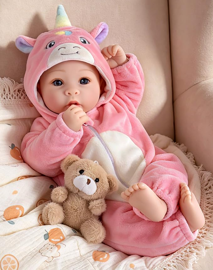 UOFTKIZ Baby Dolls - 17 Inches Real Life Girl Dolls with Soft Body, Gift for Kids 3+, Grandparents, New-Parents
