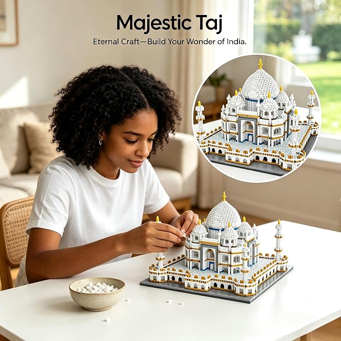 KLMEi Micro Mini Blocks Architecture Taj Mahal Building Set Landmarks Collection Model Kits Idea Presents for Adults Age of 14+ 3950 Pieces