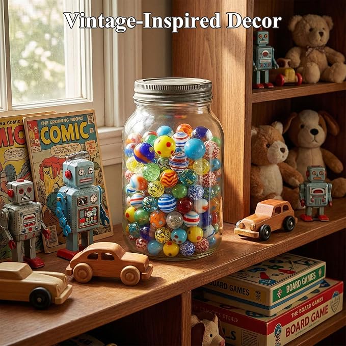 3 Otters 85PCS Colorful Assorted Glass Marbles, Planet Pattern Mix, Decorative Marbles for Centerpieces Crafts & Vase Decor