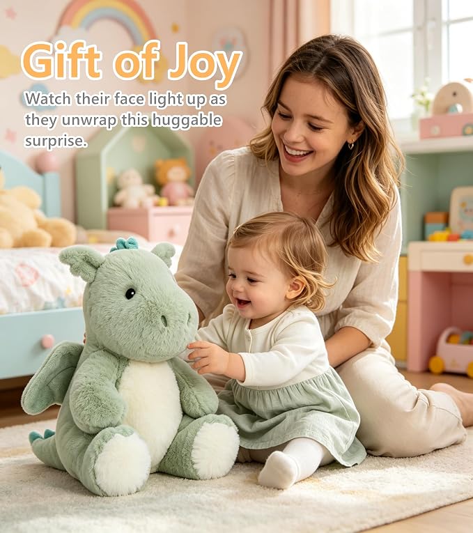 Dinosaur Stuffed Animal, Cute Dino Plush Toy for Kids Boys Girls, Soft Dinosaur Plushies, Cuddly Dino Stuffy Gift for Birthday Christmas Easter, Dinosaur Toys for Toddlers