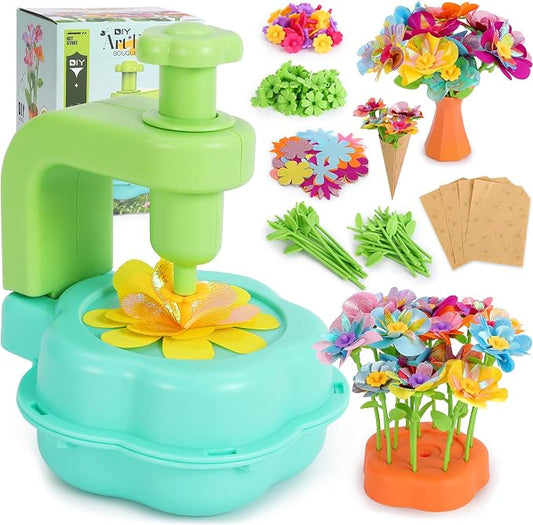 Flower Craft Kits for Kids, Arts and Crafts Activity Toys Set for Girls Ages 4-10, Birthday Gifts for 4 5 6 7 8 9 Year Old Girls, DIY Flower Making Kit for Kids, Creative Toys Gifts for Preschool