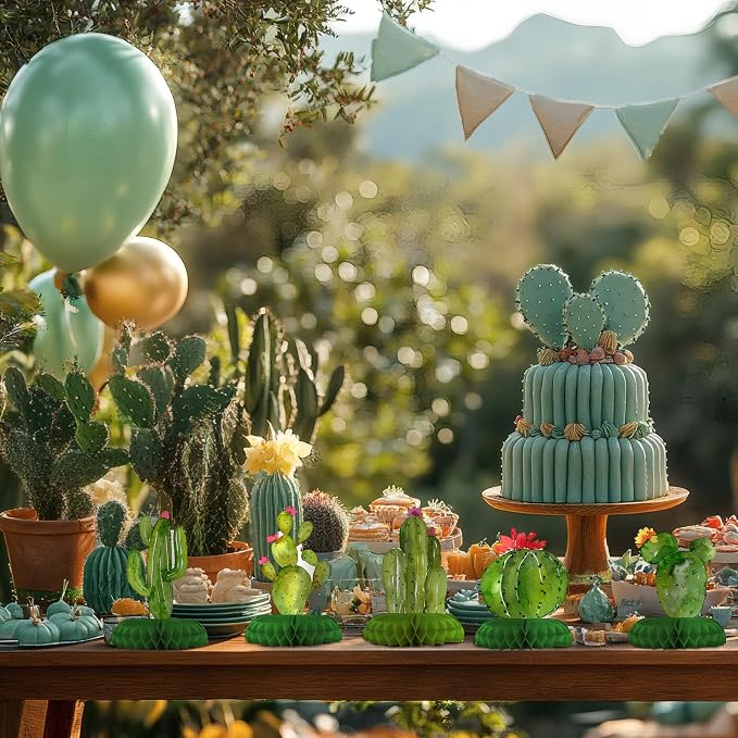 12 Pack Cactus Table Decorations - Cactus Party Decorations for Kids' Birthday and Baby Shower - Cactus Table Toppers