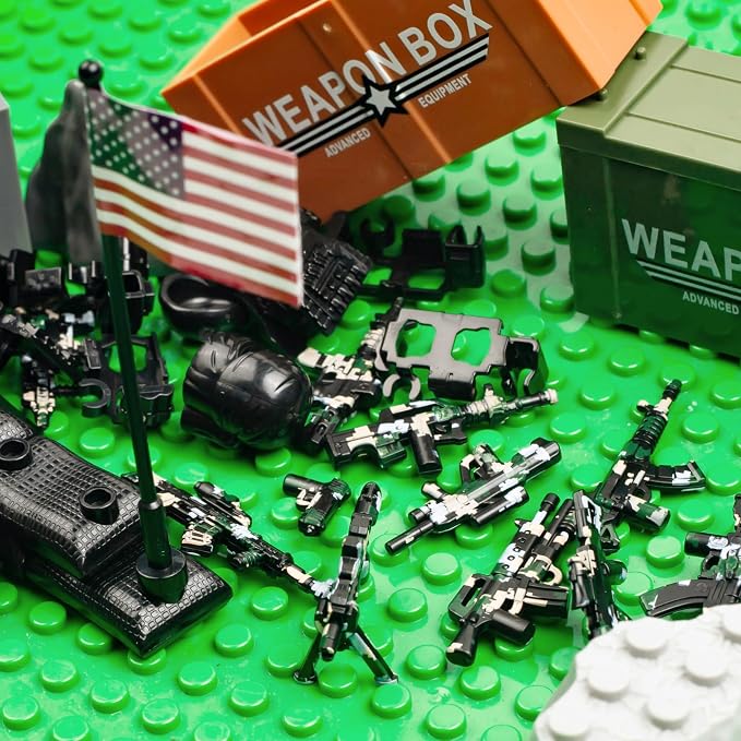 51 Pcs Toy Soldiers Figures US Camouflage Weapons Army Battle Toy Set - Weapons Pack Military Accessories Kits Toys Building Blocks Compatible with Major Brand, 3 Years Old and up