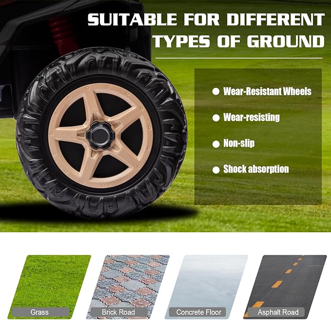 4WD UTV 24V Ride On Toys for Big Kids Ride On 2 Seater Ride On Toys Kids | 2 Seater Ride On Car for Kids Side-by-Side UTV Electric Cars for Kids Electric Ride Car Ride On Toys for Kids 4-8