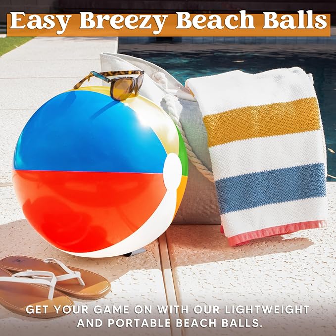 JOYIN 2-Pack 20" Beach Balls - Pool Toys Large Inflatable Beach Ball Swimming Pool Water Games, Classic Rainbow Color Beachball Luau Birthday Decorations Party Supplies Party Favors Gifts
