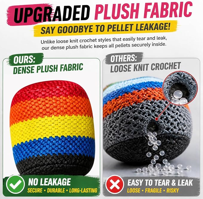 2026 New Upgraded Footbag, Colorful Footbag for Adults, Beginners, Durable Juggling Balls for Style Games, Tricks, Outdoor Games, Portable Kick Balls 6 Packs