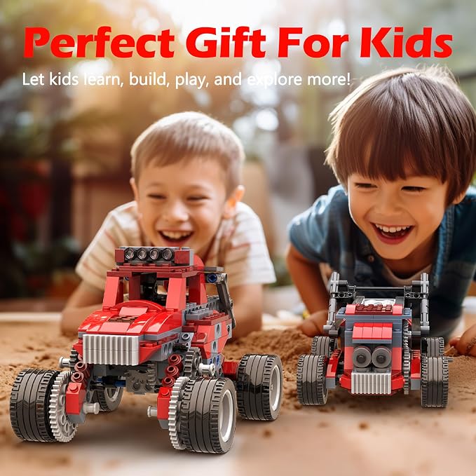 Apitor Robot B STEM Kits for 6-7 Year Old Boy, 8 in 1 Electric Monster Truck Building Toys for Kids 6-8 8-10, DIY Educational Construction Science Kit for Boys 6-12 Christmas Birthday Gift