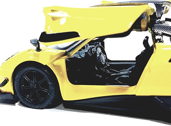 KiNSMART - 2016 Pagani Huayra BC 5" 1:38 Scale Die Cast Metal Model Toy Car w/Pullback Action (Yellow)