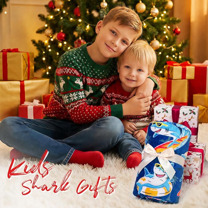 ORDM Shark Blanket Gifts for Boys, Whale Shark Toys, Ocean Decor