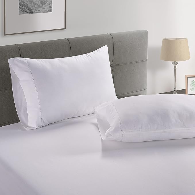 LANE LINEN Queen Sheets 100% Organic Cotton 8pc Percale Cooling - White | Queen Sheet Set, GOTS Certified Organic Cotton Percale - Best-Value Organic Cotton, Affordable Organic Luxury