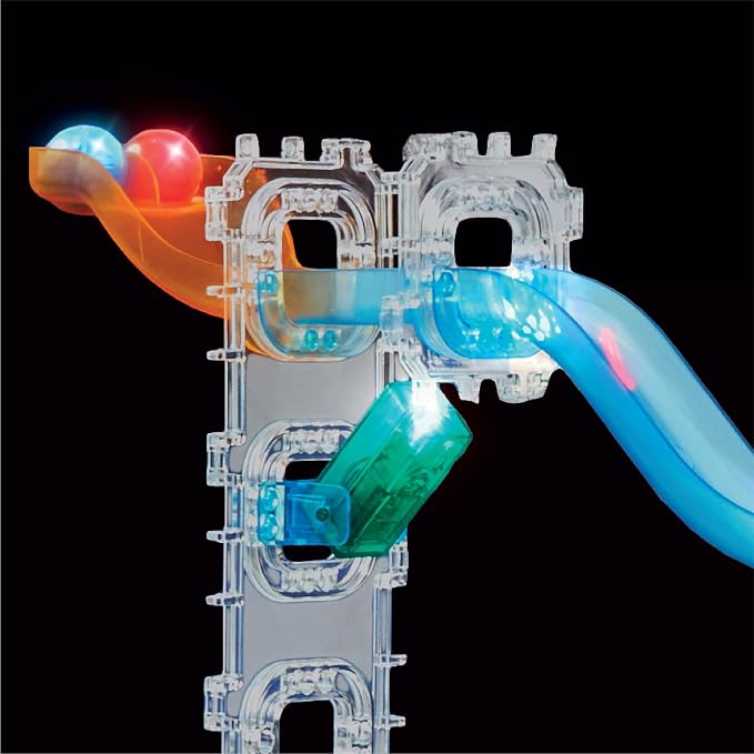 Discovery Marble Run Race Track – 92-Piece Light-Up Marble Maze Construction Set| LED Marbles| STEM Learning Activity| Sensory Toy Building Kit| Educational Physics & Engineering Toy for Kids Ages 6+
