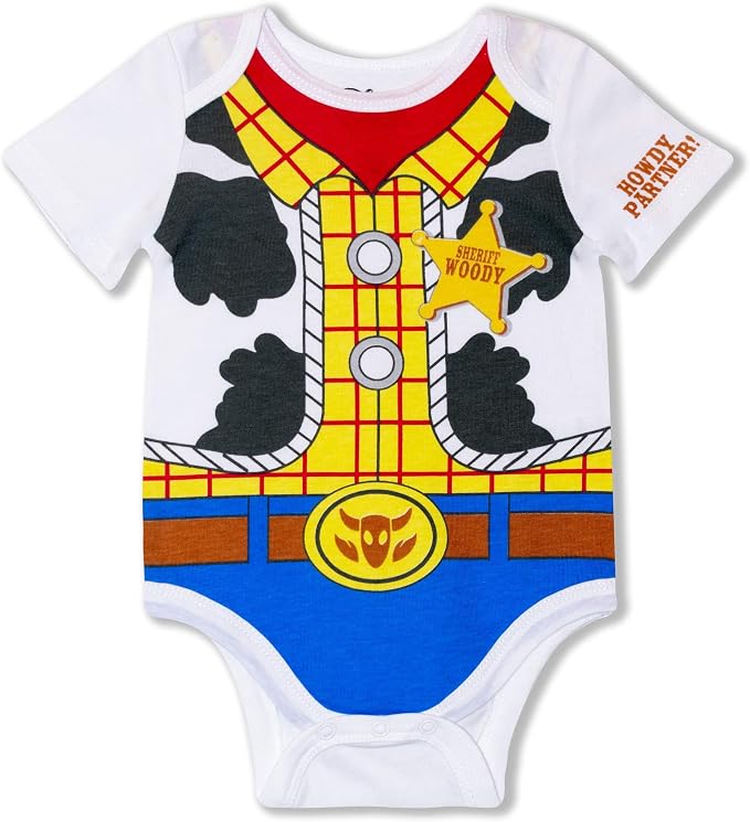 Disney Baby Toy Story Mickey Mouse Cars Winnie the Pooh Boys 3 Pack Bodysuit Creeper for Newborn and Infant