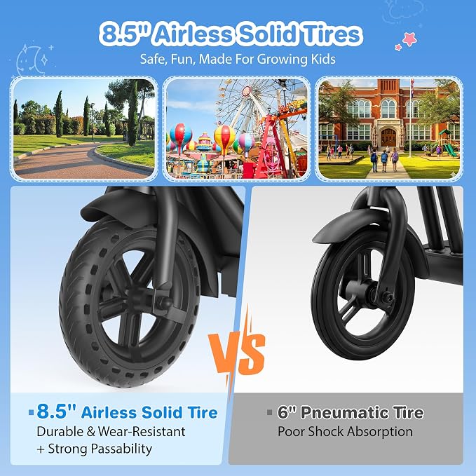 iScooter 2-in-1 Kids Electric Scooter ik7,Up to 12mph&10Miles Range，250W Motor, Headlight & Brake Taillight, Removable Seat&Basket, Smart App Parental Control,Electric Scooter for Kids Ages 10-14