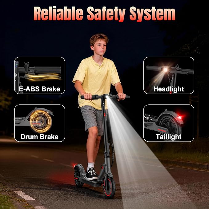 WERHY Foldable Kids Electric Scooter for Aged 6-10, 350W Motor, Max 12/16Miles Long Range, 19 MPH Max Speed, 8.5" Solid Tire, Lightweight Foldable E-Scooter with Dual Braking, Digital Display