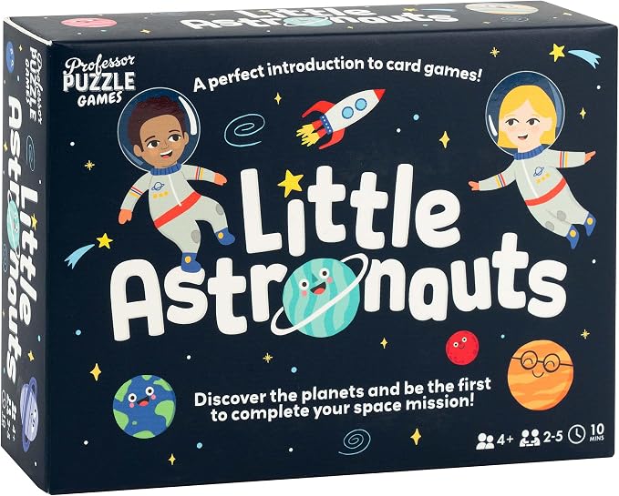 Professor Puzzle: Little Astronauts - Space Mission Card Game, Discover Planets, Facts Poster, Number Skills, Ideal Starter Game, Kids 4+, 2-5 Players