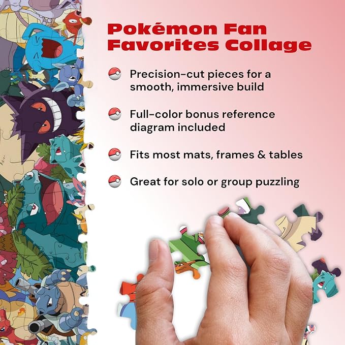 Buffalo Games Pokémon - Fan Favorites - 300 Piece Jigsaw Puzzle - 21.25 x 15 in - Precision-Cut Pieces & Fun Puzzles for Adults - Includes Bonus Full-Color Pokémon Poster