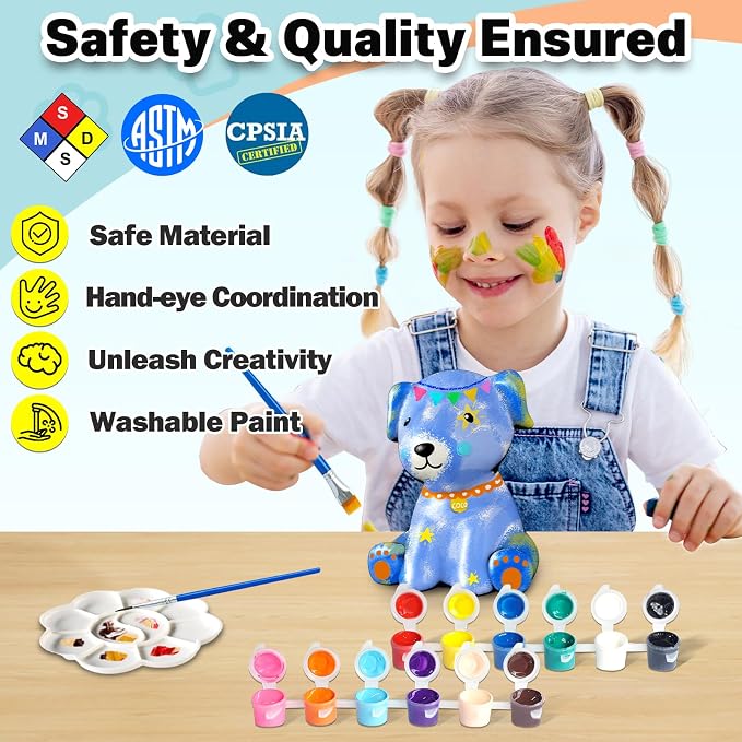 FUNZBO Paint Your Own Dog Lamp Kits - Arts and Crafts Supplies Puppy Painting for Kids Teens, DIY Night Light Dog Toy for Girls Boys Age 3 4 5 6 7 8 9 10 11 12 13 Birthday Gift
