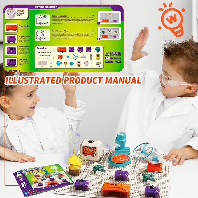 Science Kits for Kids, 410+ Projects Circuit Exploration Kits Educational Electronics Toys for Boys & Girls Hands-On Engineering Toy, Birthday, Halloween, for Ages 5 6 7 8 9 10 11 12
