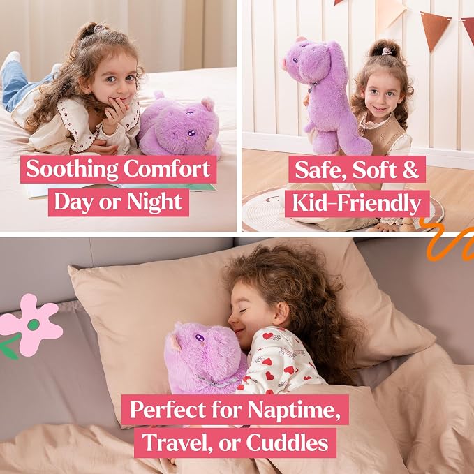 Lilly's Love Heatable & Coolable Lavender Scented Weighted Stuffed Animal - Microwavable Heatable Pad for Kids & Adults - Machine Washable Plushie - Calming Stuffed Animal for Anxiety - Hippo