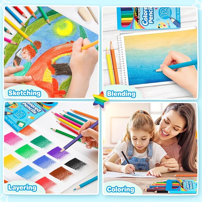 V-Opitos 168 Count Colored Pencils for Kids, 14 Pack Bulk Colored Pencils, 12 Colors Pre-Sharpened Coloring Pencils, Teacher Supplies, Classroom Prizes, Back to School Supplies, Kids Party Favors