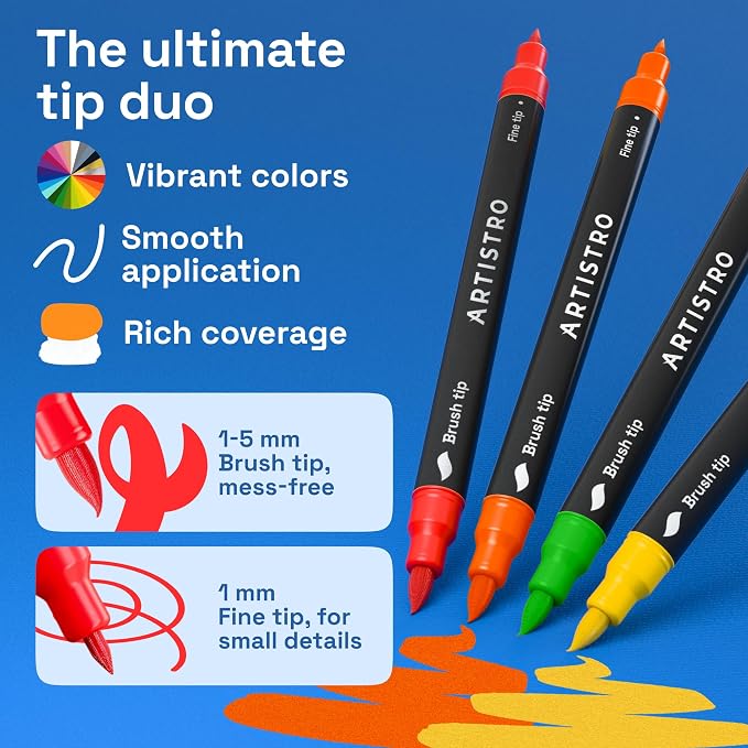 ARTISTRO 5 Acrylic Paint Markers - Paint Pens for Drawing - For Fabric, Rock, Glass, Wood, Molds - Arts & Crafts Gift for Adults, Teens, Kids, Classroom Must Haves & School Supplies