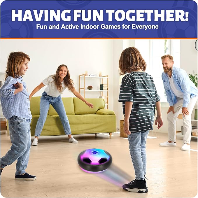 Officygnet 2 Pack Hover Soccer Ball Toys Gifts for 5, 6,7, 8-12 Year Old Boys, Indoor Boys Toys Age 6-8, Light-Up Soccer Ball Games for Kids 4-6, Ideal Christmas Birthday Sports Gifts for Kids